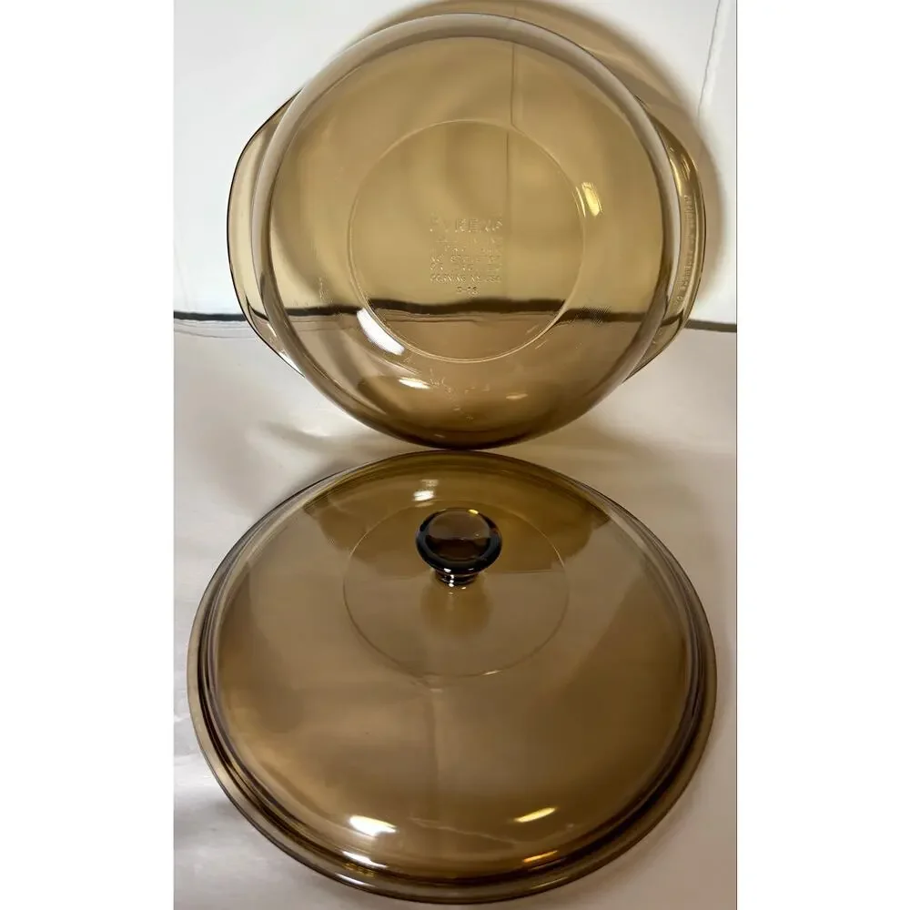 Vintage PYREX #024 AMBER Glass 2 Qt Casserole Dish, with PYREX Knob Lid, USA